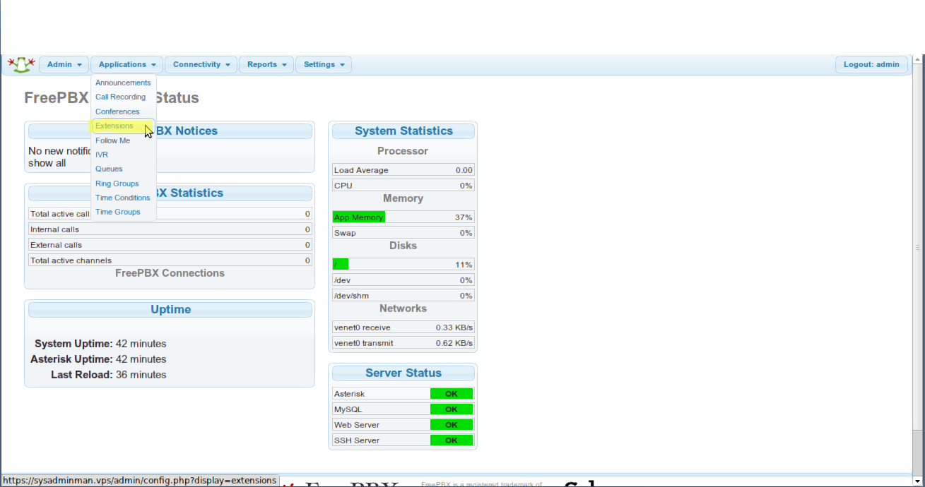Adding an Extension to FreePBX to the Help Center