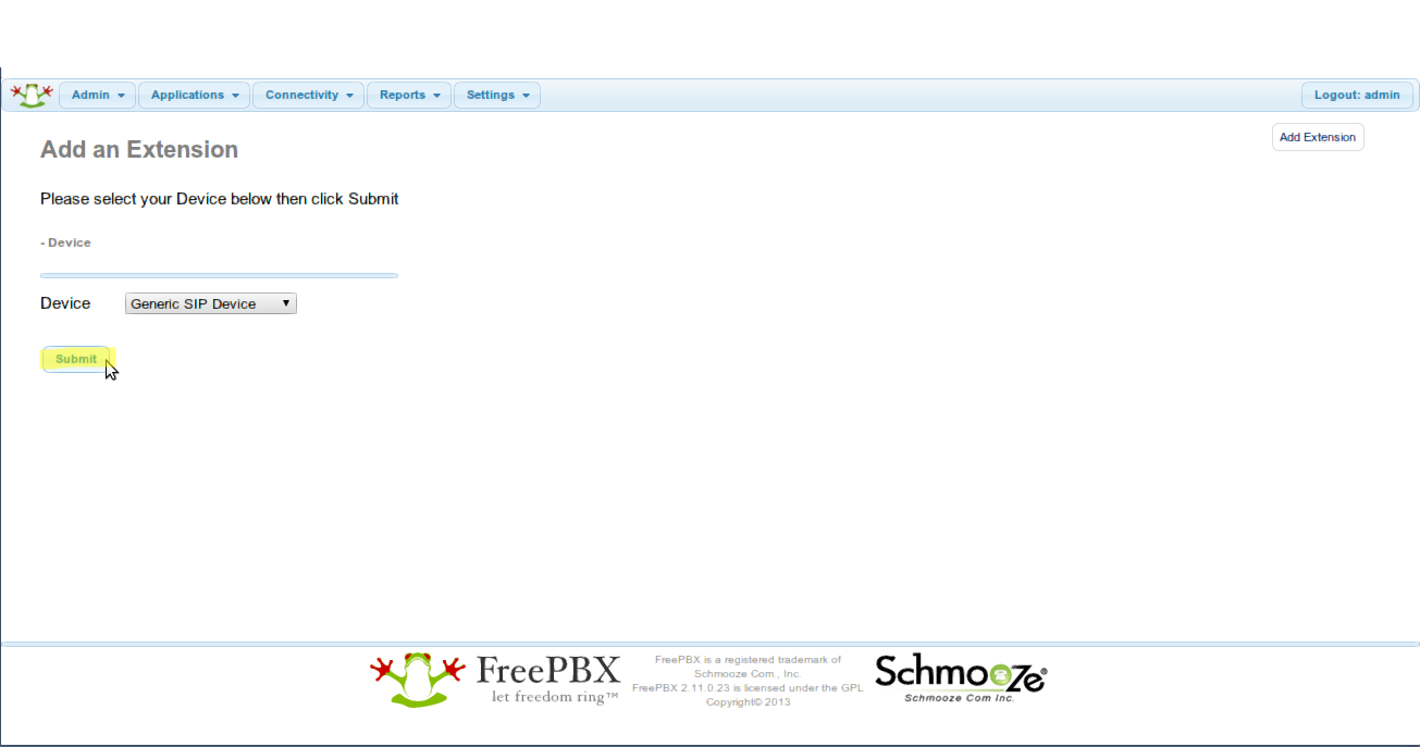 Adding an Extension to FreePBX to the Help Center