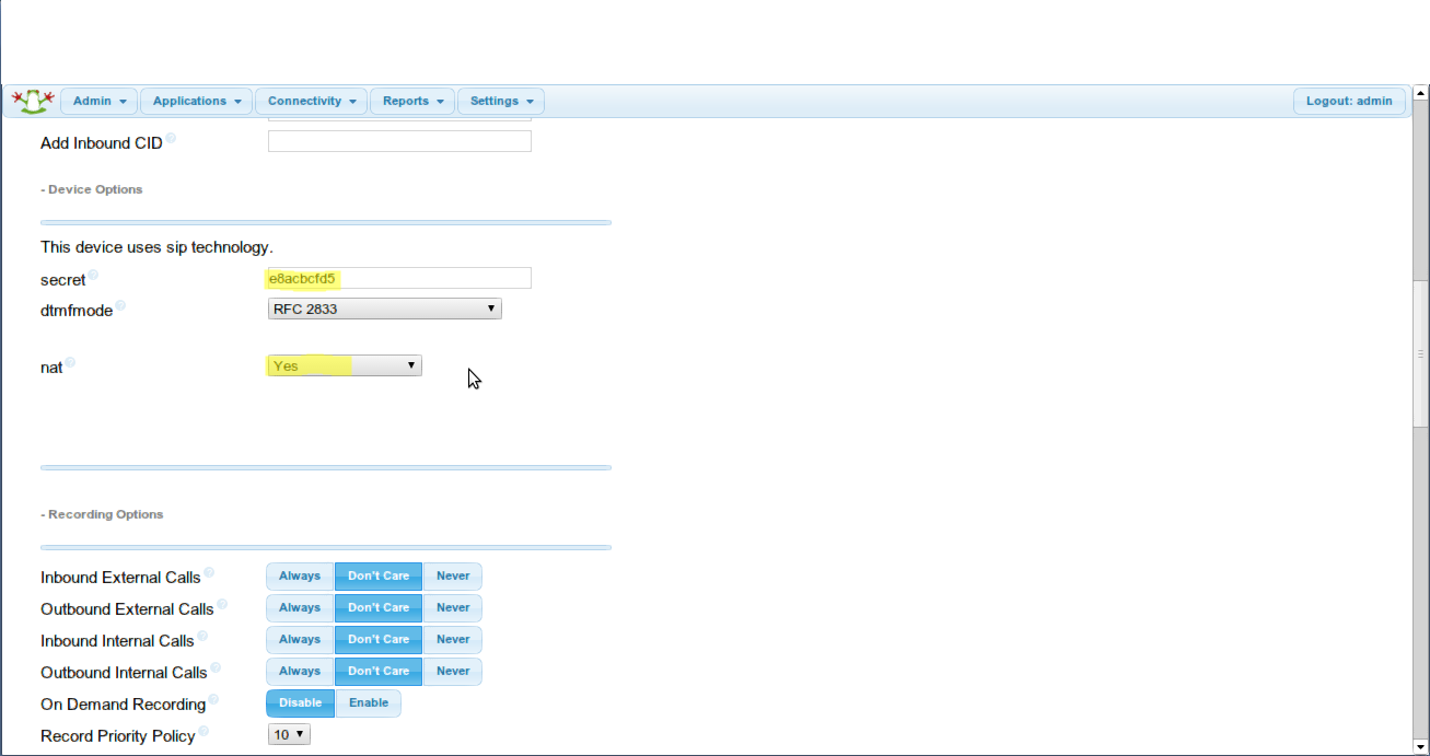 Adding an Extension to FreePBX to the Help Center